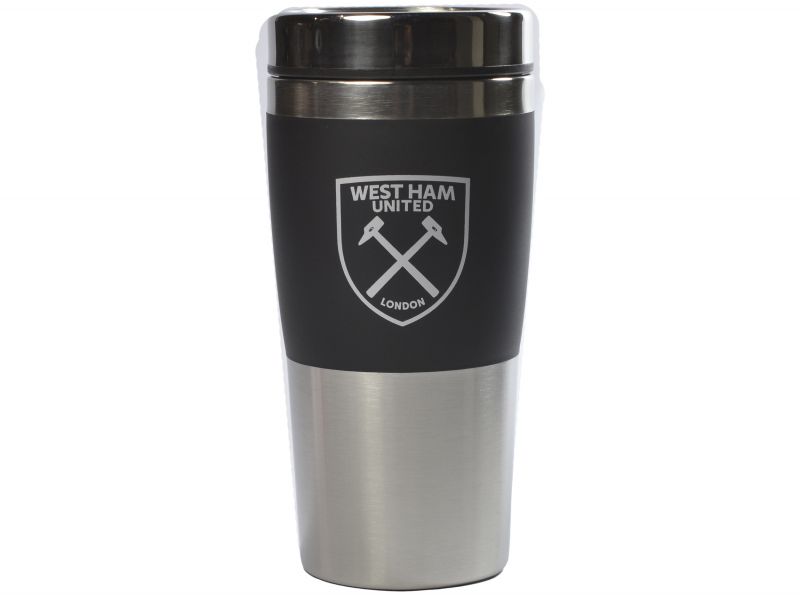 West Ham Executive Handleless Metallic Travel Mug Black Silver