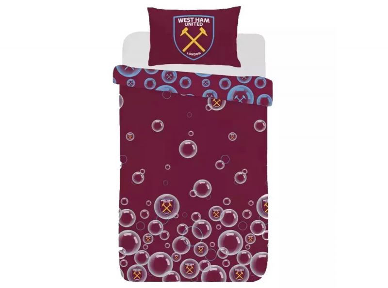 West Ham Forever Blowing Bubbles Single Duvet and Pillow Case Set Reversible