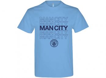 Man City Logo T Shirt Sky Blue Adults