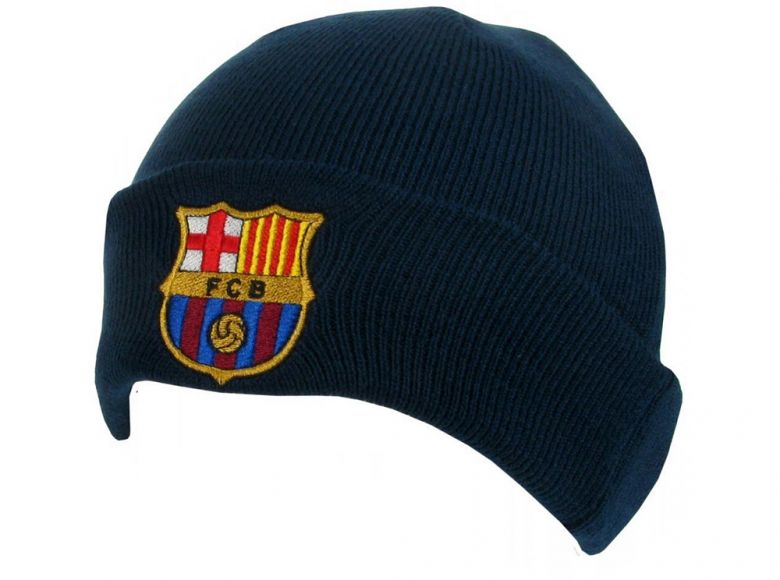 FC Barcelona Navy Knitted Turn Up Hat