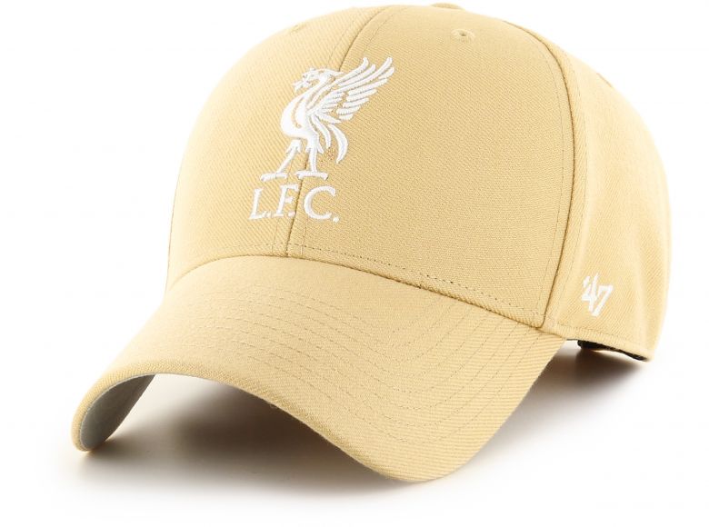 Liverpool 47 Brand MVP Baseball Cap Liverbird Crest Tan White