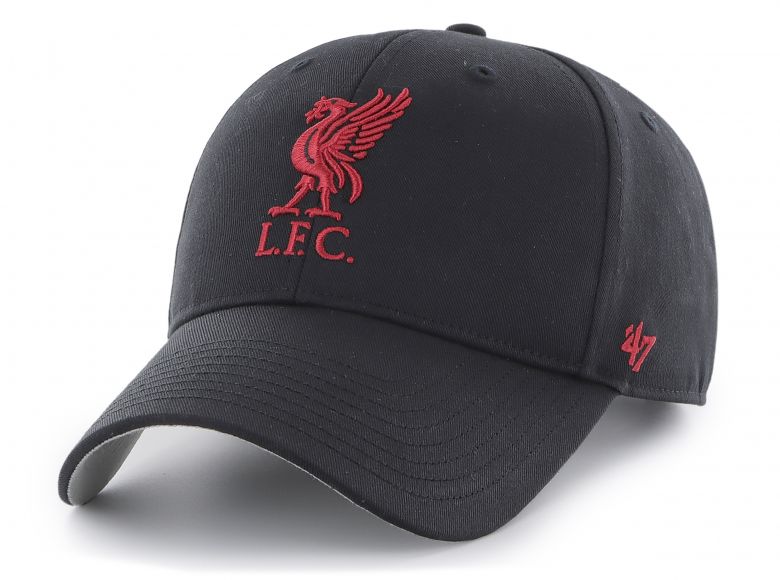 Liverpool 47 Brand MVP Baseball Cap Liverbird Crest Snapback Cap Black Red