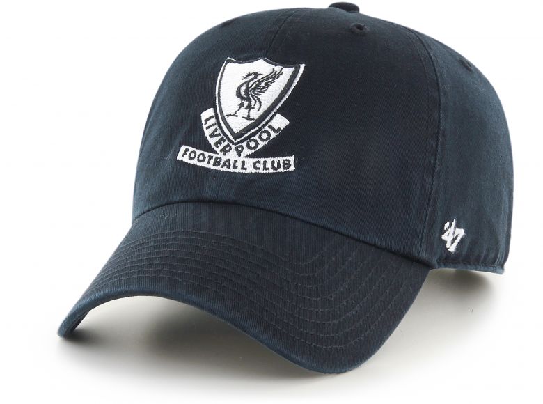 Liverpool 47 Brand Clean Up Baseball Cap Retro Crest Black White