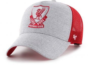 Liverpool 47 Brand Branson Mesh Baseball Cap Retro Crest Snapback Grey Red