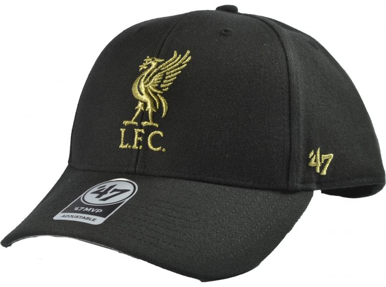 Liverpool 47 Brand MVP Baseball Cap Liverbird Crest Black Gold