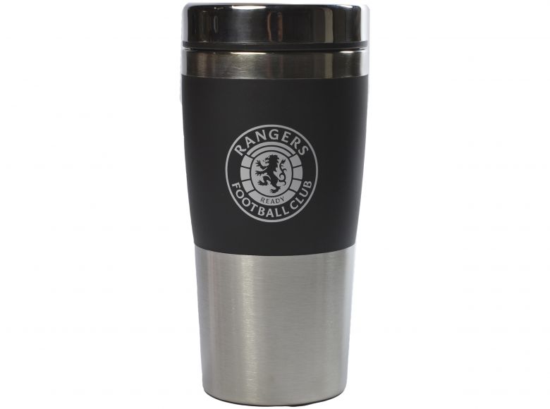 Rangers FC Executive Handleless Metallic Travel Mug Black Silver