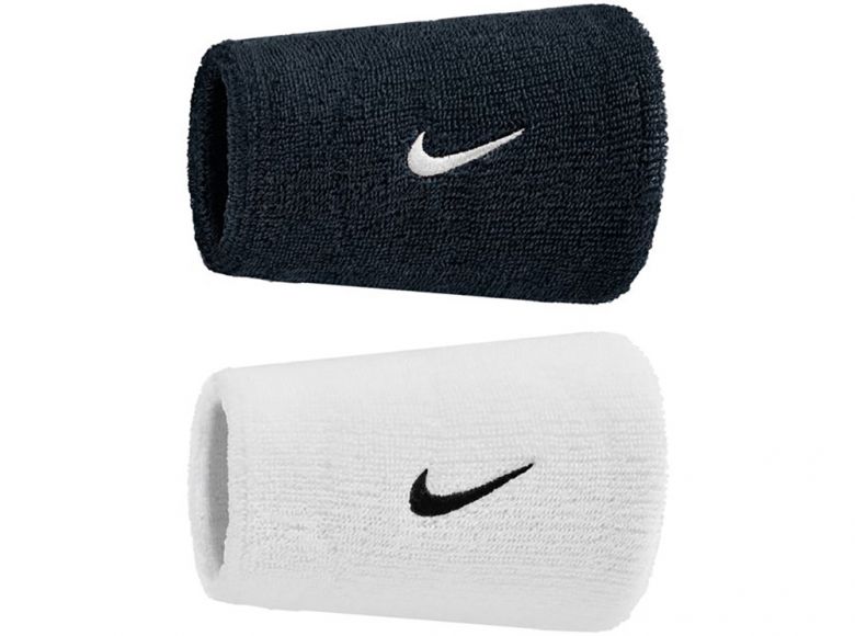 Nike Swoosh Classic Doublewide Wristbands 2pk Black White Black