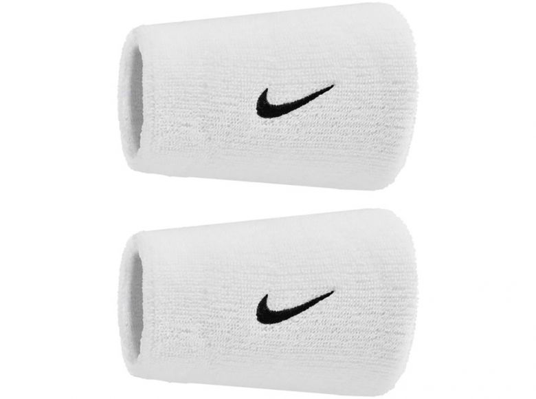 Nike Swoosh Classic Doublewide Wristbands 2pk White Black